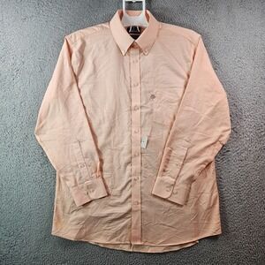 New - Stafford Dress‎ Shirt Men 16.5 32-33 Button Up Long Sleeve Light Orange